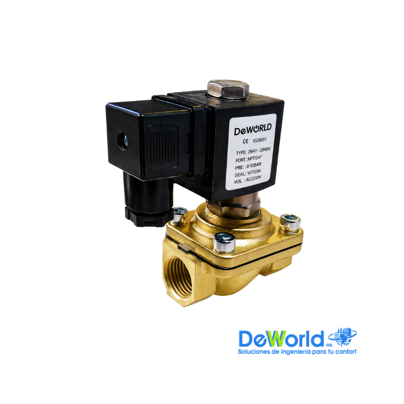 Electroválvula DEWORLD NPT H-H 1/2" para Aire, Agua y Aceite