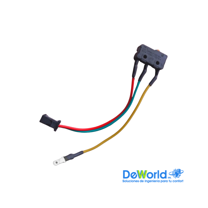 Microinterruptor de Tres Cables un Conector Eléctrico Plano y Conector SM Macho de Dos Pines para Calefón Bosch de 5,5 L a Gas