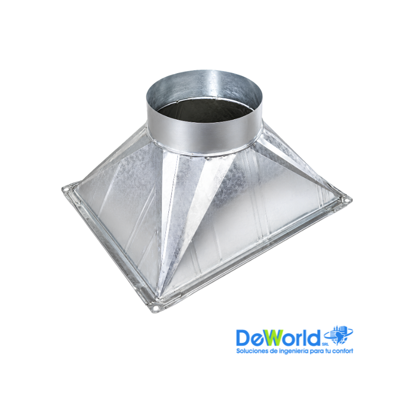 Ducto Reductor Cuadrado 350x350 mm con Conexión Circular de Ø260 mm, E=0,4 mm