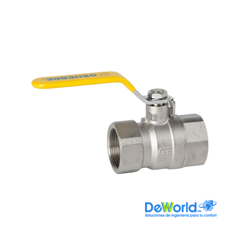 Válvula esfera de palanca recta para gas, H-H 1", Genebre