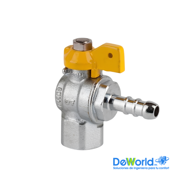 Válvula esfera escuadra gas M-Terminal 1/2", Genebre