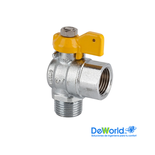 [3555 04] Válvula esfera escuadra para gas, M-H 1/2", Genebre