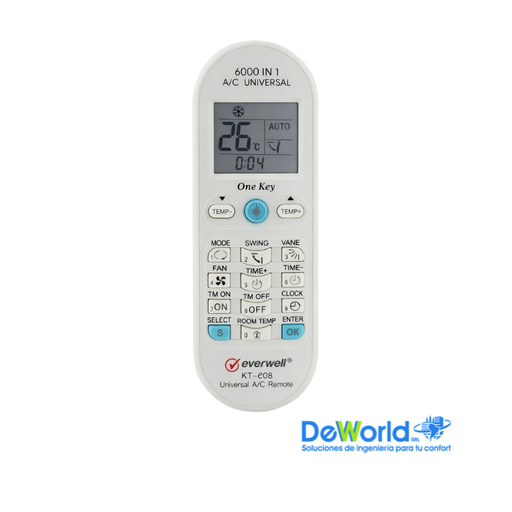 Control Universal de Aire Acondicionado KT-e08, Everwell